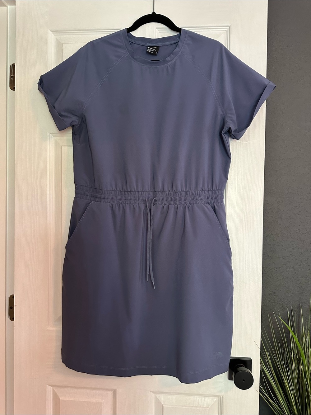 The North Face Women's Short Sleeve Drawstring Casual Dress in Dusty Blue